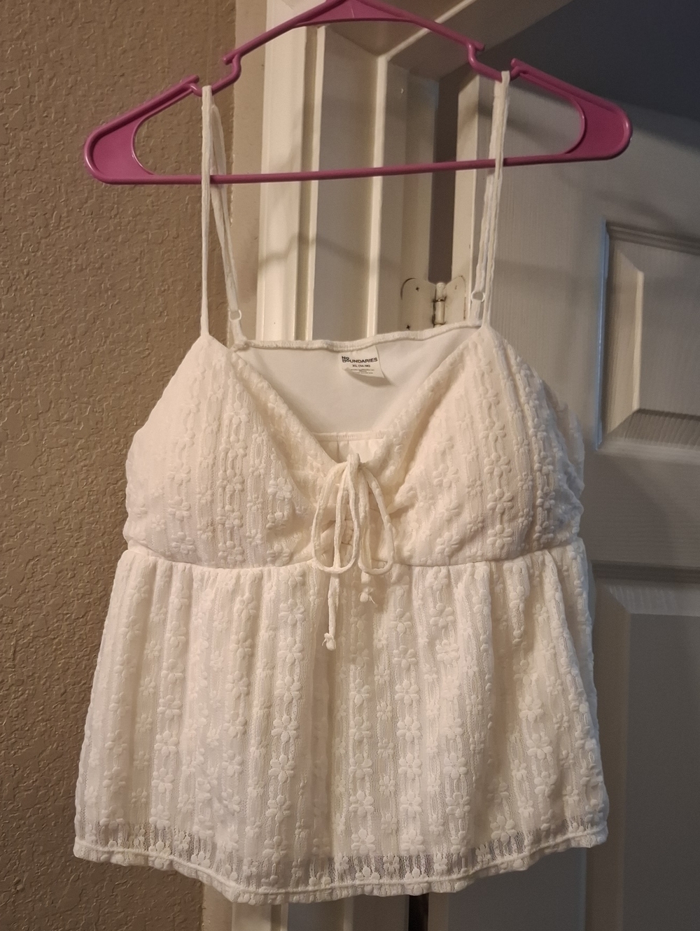 No Boundaries White Lace Tie-Front Cami